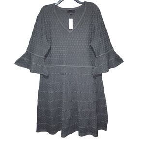 Lane Bryant Plus Size Textured Ruffle Sleeve Knit Sweater Dress Gray Size 18/20
